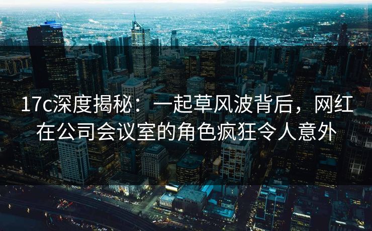 17c深度揭秘：一起草风波背后，网红在公司会议室的角色疯狂令人意外